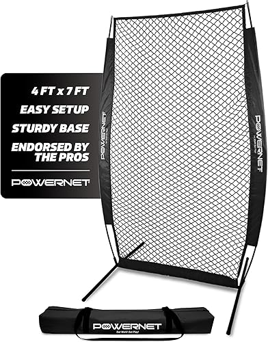 PowerNet Baseball Training Equipment Baseball Net, Portable Softball Batting Practice Pitching Screen, 7-FT I-Screen or A-Frame Pitching Net