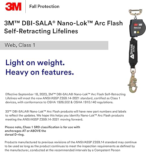 Miniatura 2 de 3M DBI-SALA Nano-Lok Arc Flash Línea de vida autorretráctil con conexión rápida 3100578, red, gancho de barras de aluminio, 8 pies