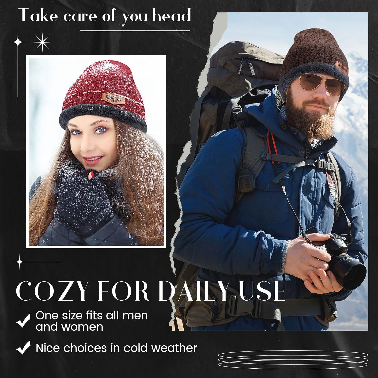 Suhine 24 Pcs Winter Beanie Hats for Men Women Fleece Lined Knit Beanie Winter Warm Slouchy Skull Cap