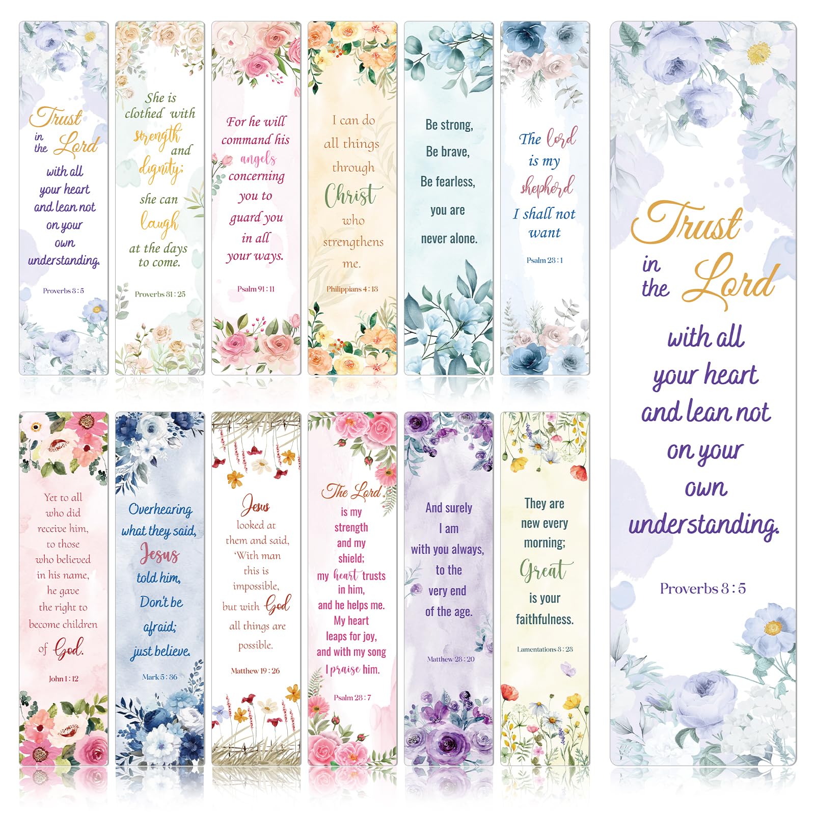 Wxiben Christian Prayer Bookmarks - 48Pcs Bible Verse Book Markers - Plastic - 12 Styles - 7.09 x 1.77 Inches
