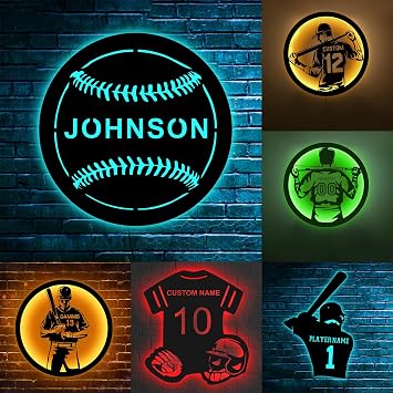 Personalized Name Baseball Metal Sign, Baseball Neon Light, Custom Baseball Neon Signs for Wall Decor, Baseball Player Gift, 12 inch