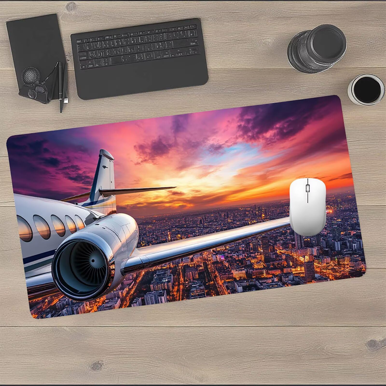 Tappetino Mouse Aereo Tappetino Mouse XXL 1600x800x3 mm Città Mousepad Impermeabile e Antiscivolo Cucire i Bordi, Accessori Gaming Mousepad per Pc Portatile Laptop Tastiera Wireless Regalo Model-08980