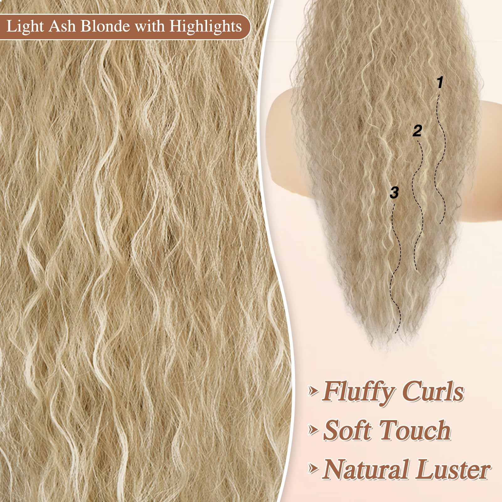 BARSDAR Curly Wavy Drawstring Ponytail Extension - Image 3