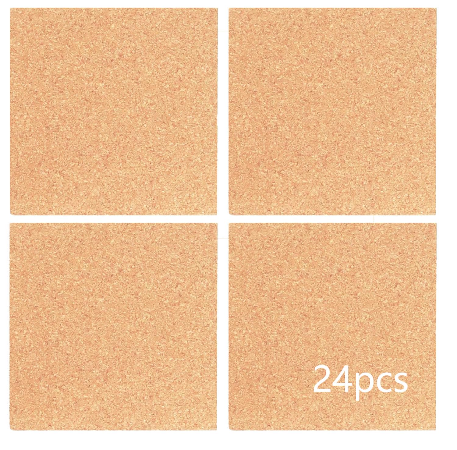 YYaaloa24 Pcs Self-Adhesive Mini Squares Backing Cork Tiles Sheets 4"x 4" for DIY Coasters and DIY Crafts Cork Board Squares, Cork Tiles, Cork Mat (24pcs)