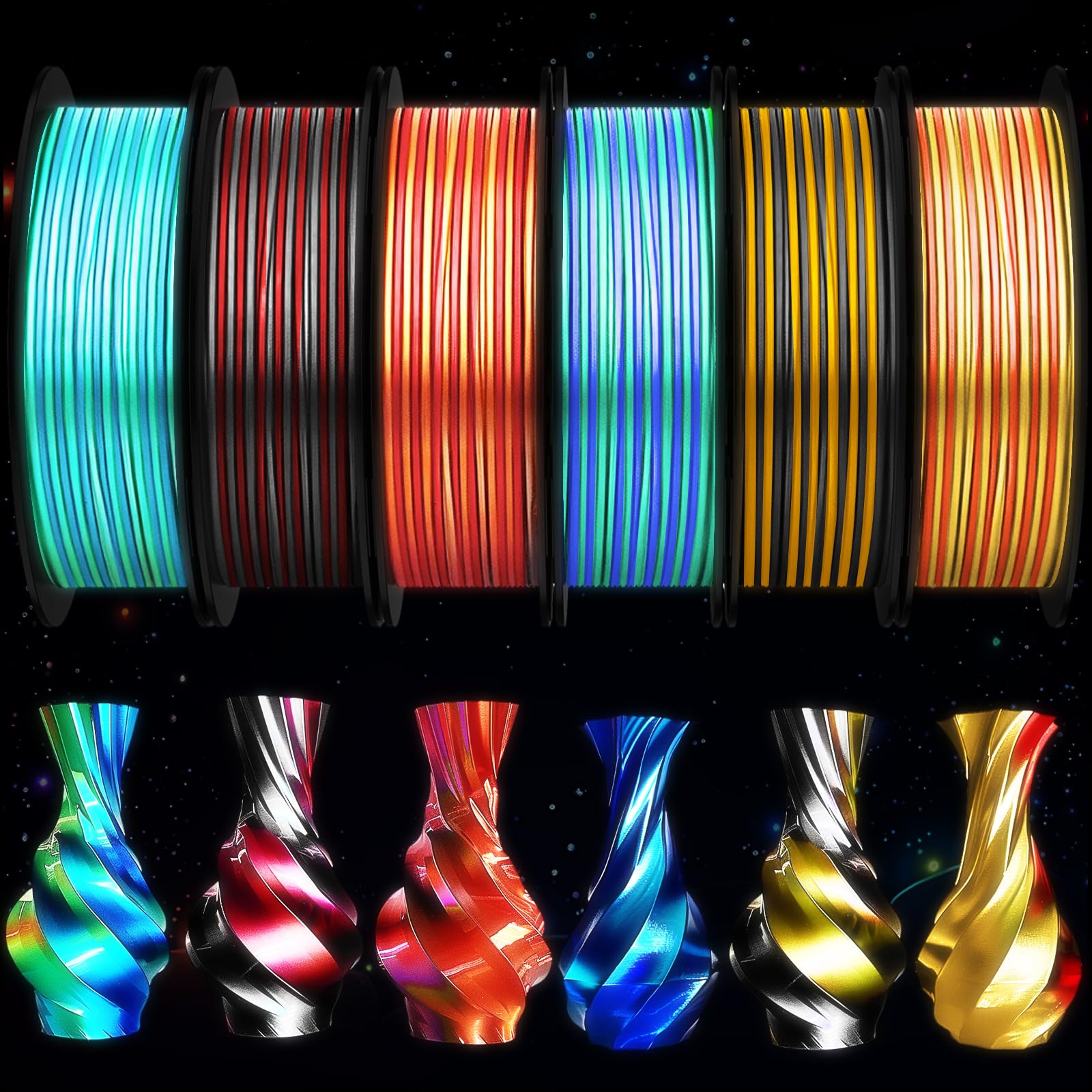 Pangda 3D Printer Filament Bundle 1.75mm Multicolor Matte or Silk PLA Filament 3D Printing Material for Halloween Thanksgiving Day Christmas Easter