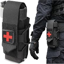 Tactical Tourniquet Holder for CAT GEN 7 or Older, IFAK TQ Pouch with Molle Clips, Quick Access Pouch for Police, EMT, Security, Outdoor & Survival Use, Fits Duty Belt, Vest, or Backpack