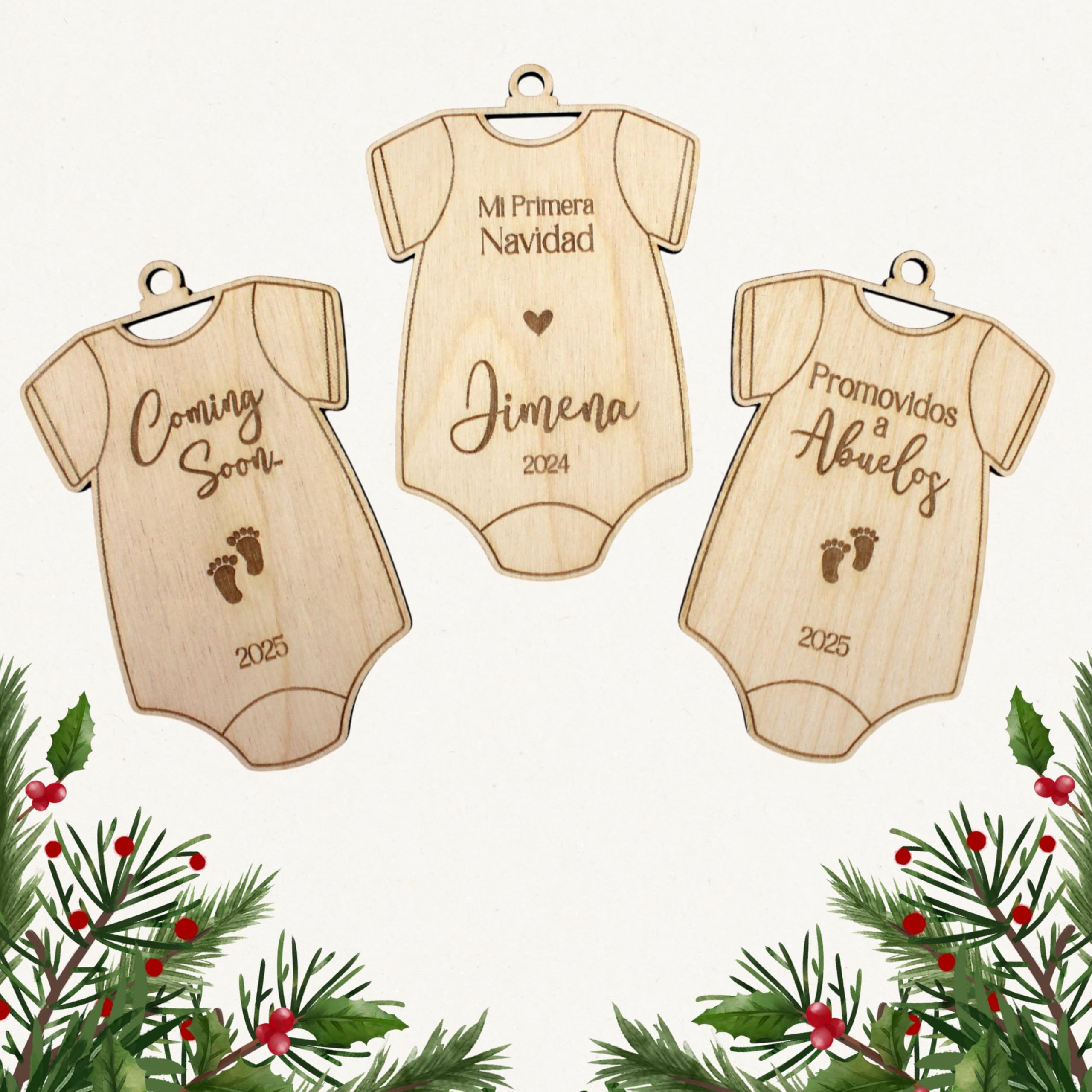 ayurvana Bambalinas Personalizadas Bebé - Bola Mi Primera Navidad - Adornos Personalizados Madera - Regalo Recién Nacido - Decoración Árbol Navidad - Bolas Originales Cuerpo de Bebé - Navidad (Unidad)