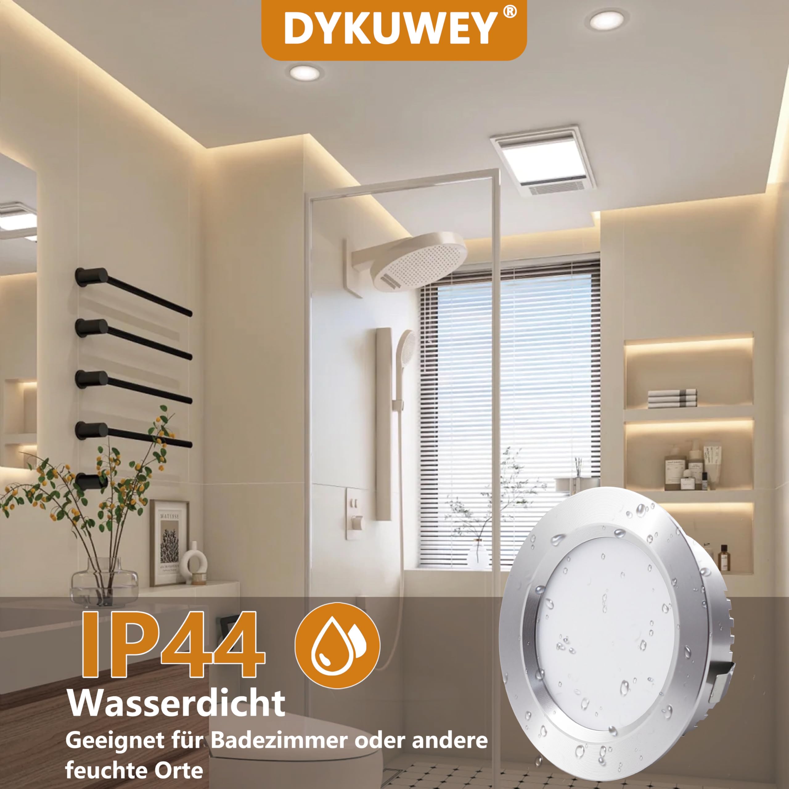 LED Einbaustrahler 230V 5W,LED Spots IP44 Bad Einbauleuchten Deckenspots 68-75mm Lochmaß und 20mm Ultra Flach,Warmweiß Neutralweiß Kaltweiß Einbauspots für Badezimmer Küche,6er Set(Silber, 6er Set)