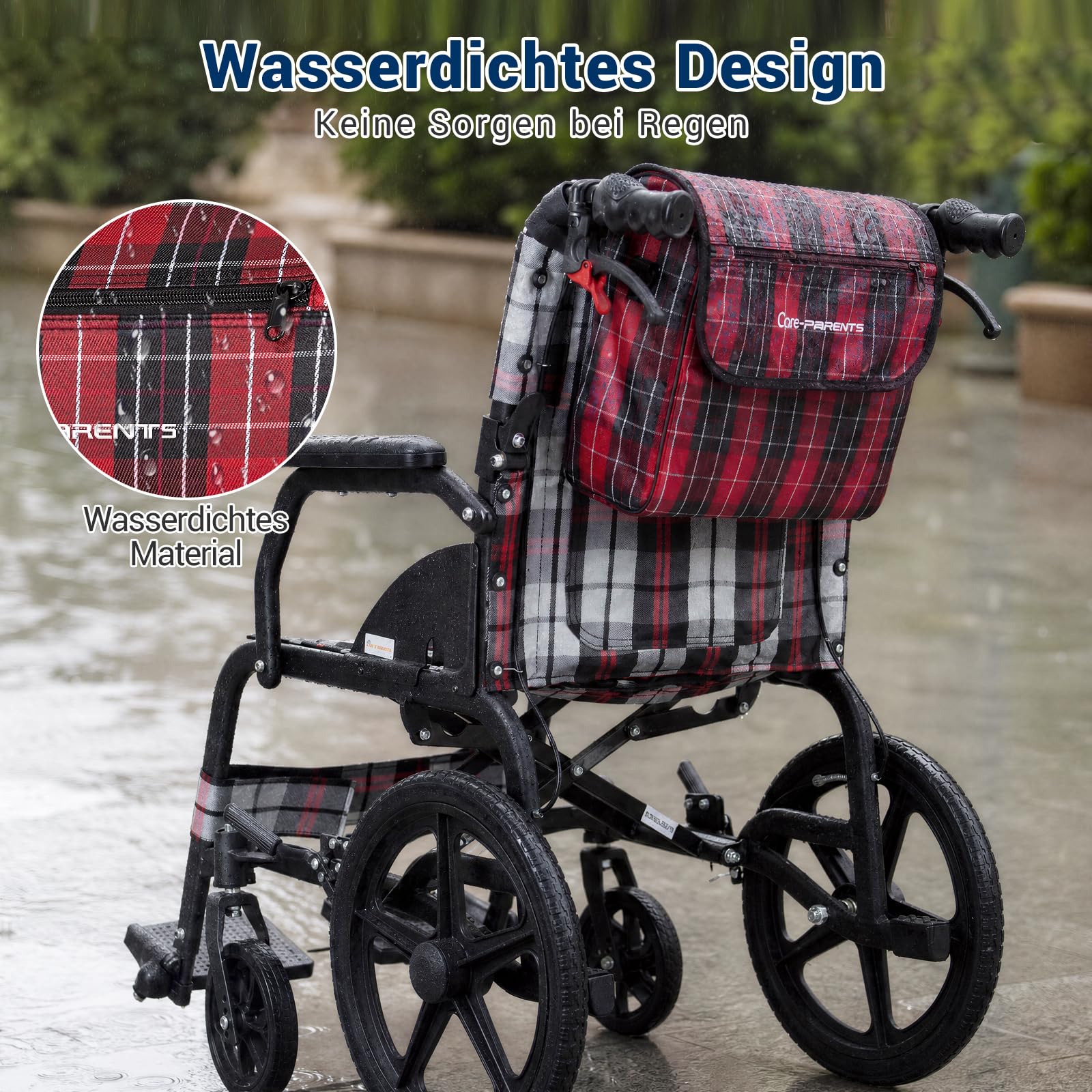Care-parents Bolsa para silla de ruedas, mochila para la parte trasera de la silla de ruedas, espaciosa bolsa de almacenamiento para sillas de ruedas, bolsa universal para accesorios de silla de