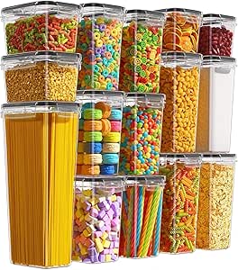 KIT COM 15 POTES HERMETICOS PARA ALIMENTOS COM TAMPA