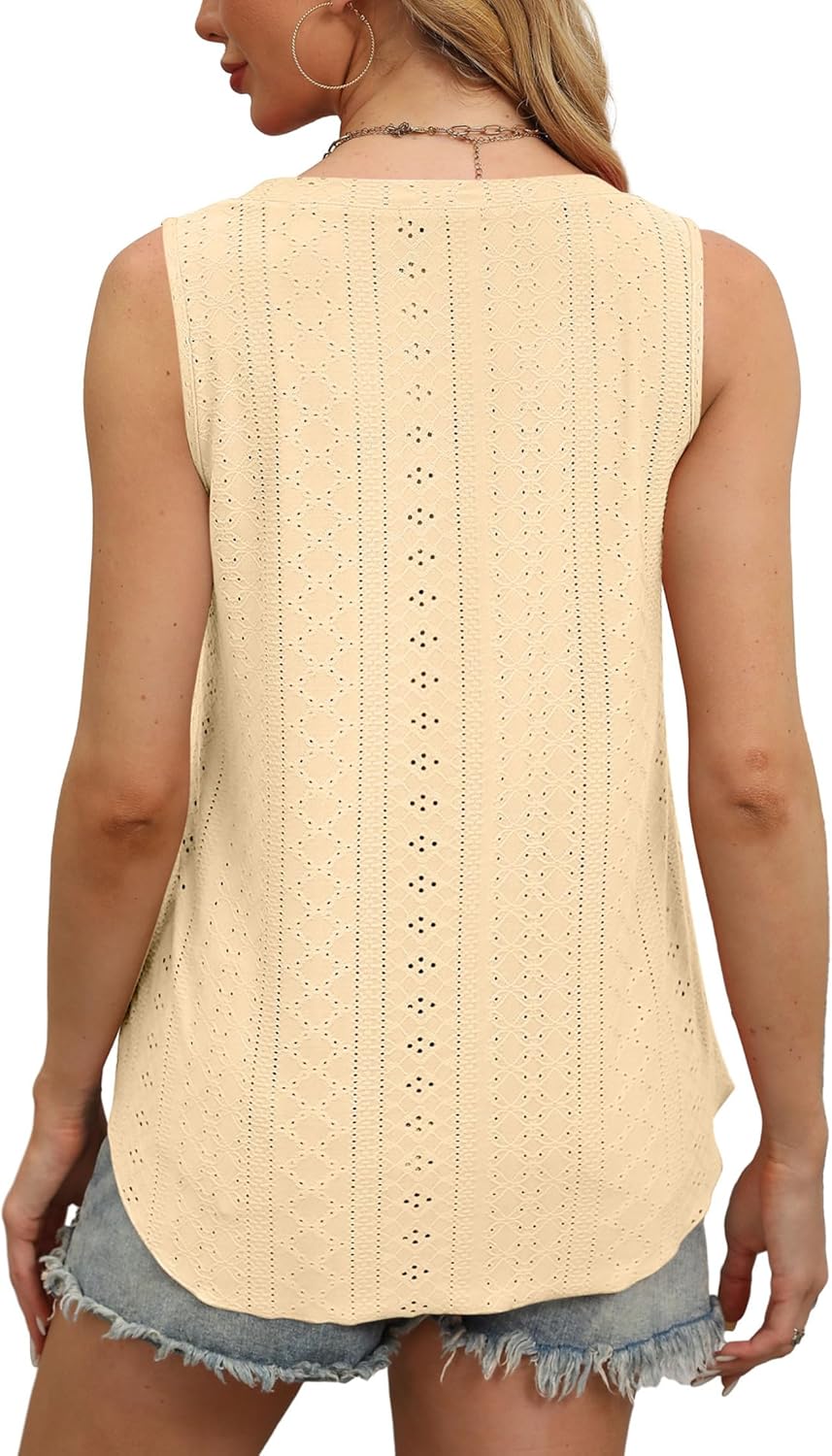 OFEEFAN Womens Tank Tops V Neck Sleeveless Flowy Loose Fit Basic Casual Summer Tops - Image 4