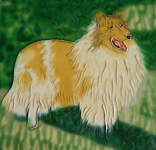 Collie Hand Painted Ceramic Art Tile 6x6 inches with Back
