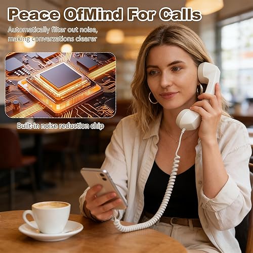 Miniatura 4 de Teléfono retro 2026, nuevo receptor de teléfono celular con micrófono y altavoz, teléfono retro vintage con cable, receptor de mango fijo para