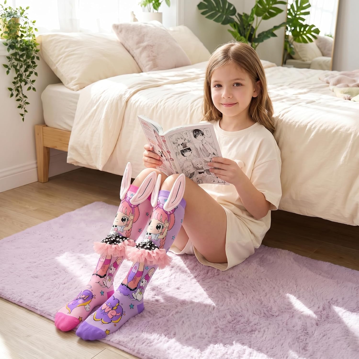 Crazy Socks for Girls Kids 3D Novelty Funny Silly Soft Knee-High Wacky Socks for Dance Gift Birthday Party