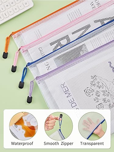 Miniatura 7 de JARLINK 38 bolsas de malla con cremallera, incluye 18 bolsas con cremallera de 8 tamaños y 20 bolsas de viaje multiusos A4 para oficina, escuela,