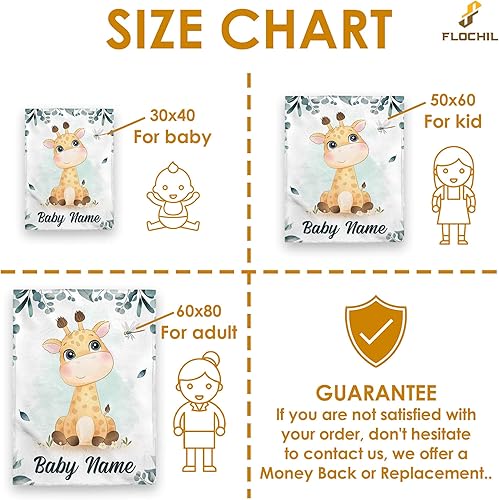 Miniatura 95 de FLOCHIL Personalized Baby Blankets, Custom Baby Blanket - Baby Blanket with Name for Boys, Best Gift for Newborn Elephants Flush Fleece (30x40)