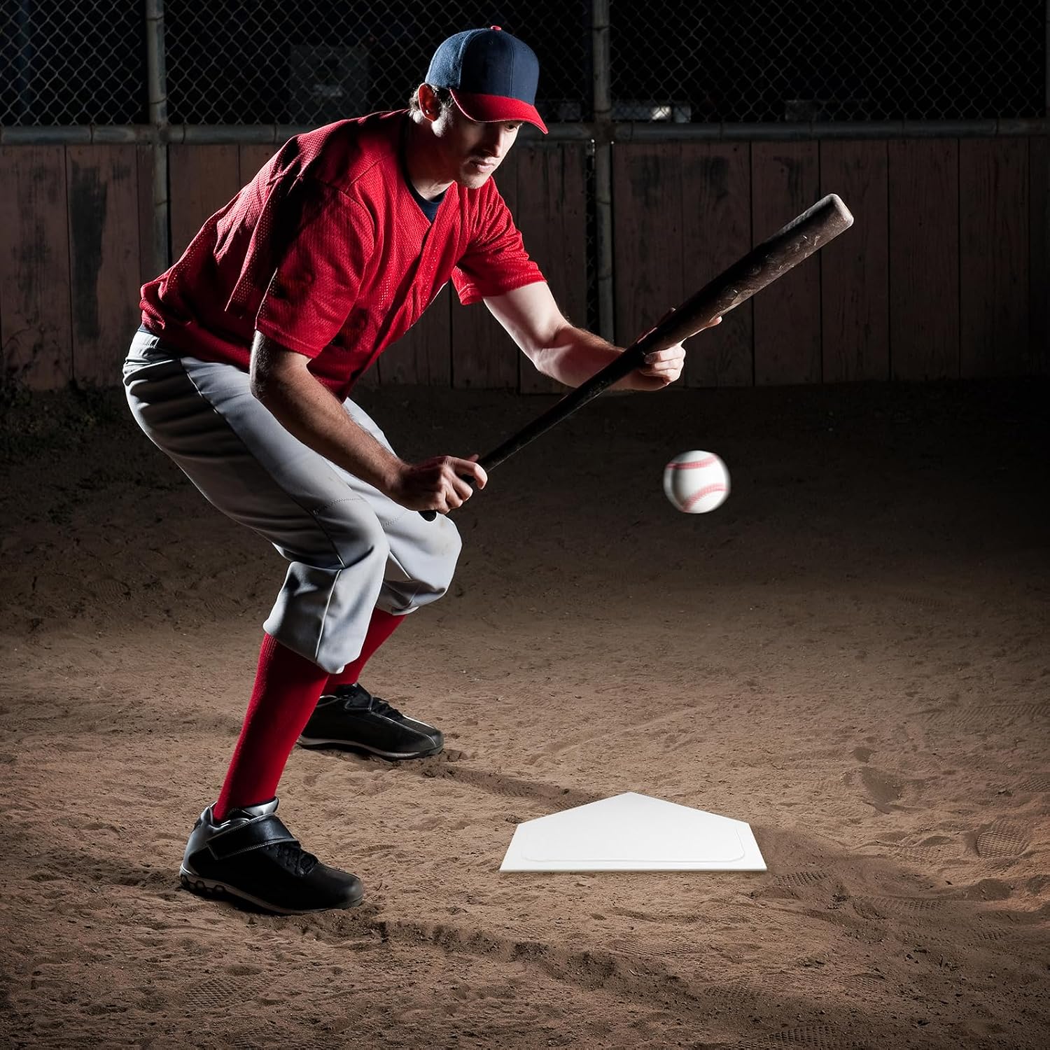 Baseball Home Plate Throw Down Baseball Bases Heavy Duty Pitcher's Mound Rubber Bases for Softball Kickball Practice Pitching Hitting, White