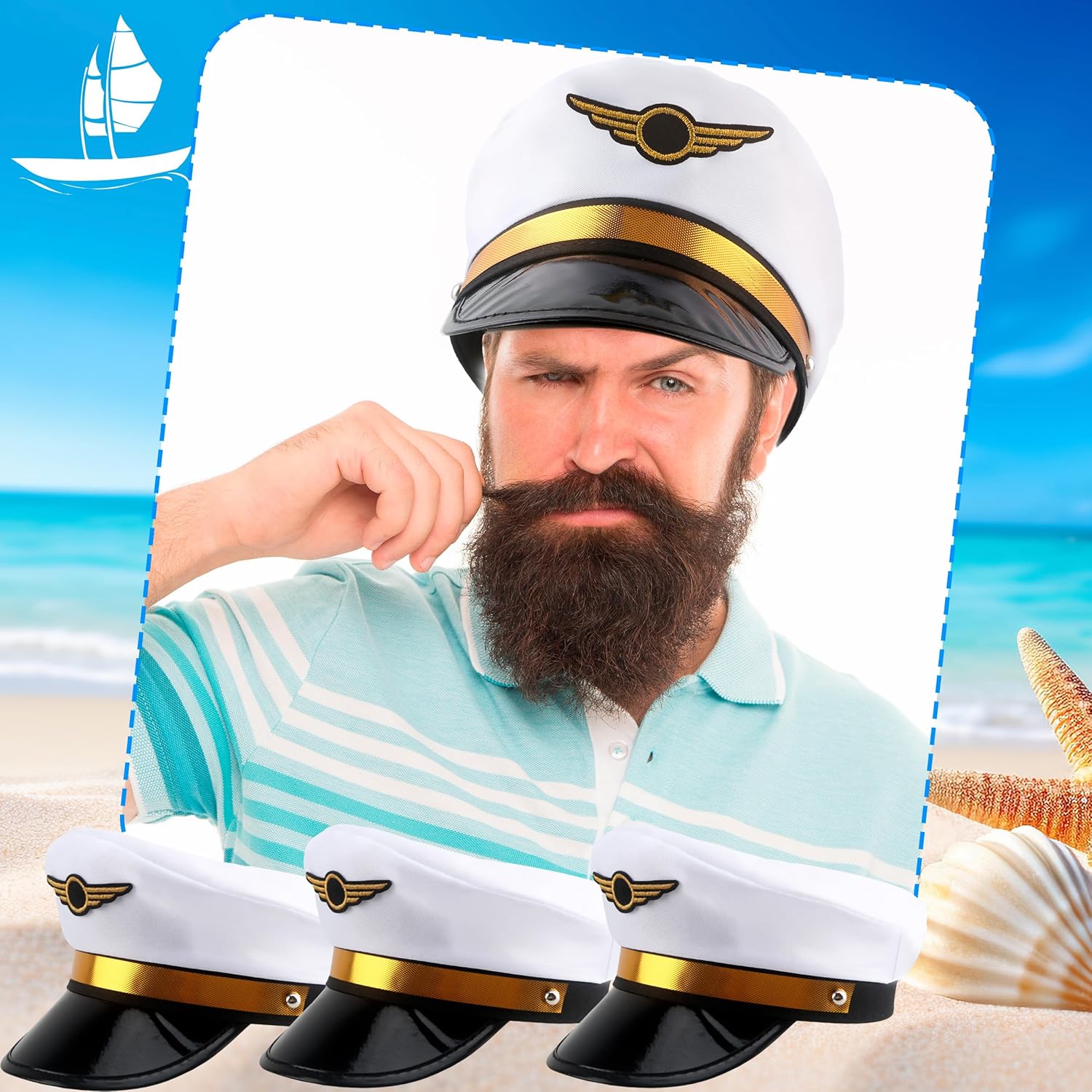 8 Pack Adult Pilot Hats Bulk Adjustable Airplane Pilot Hat Airline Captain Hat for Men Women Halloween Party Dress up Props - Image 6