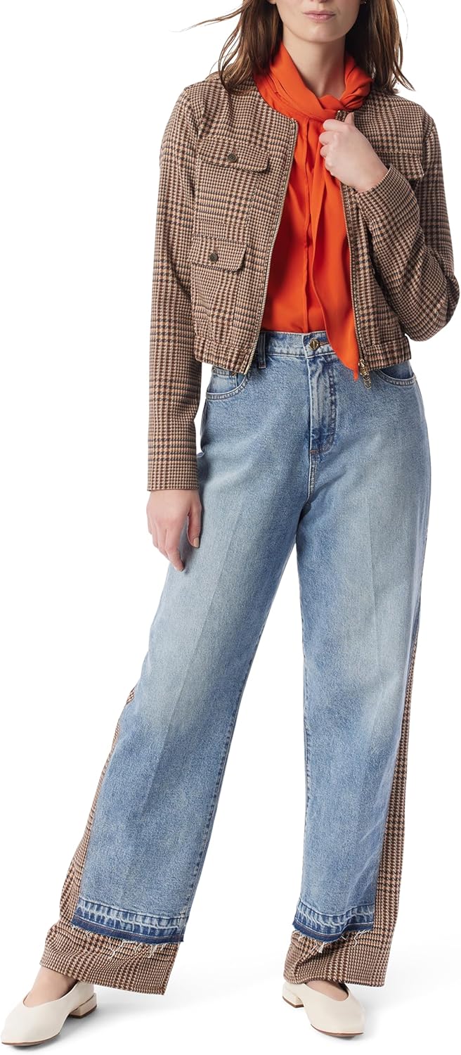 DEE OCLEPPO Women's Autumn High Rise Mix Media Straight Leg Jean Standard