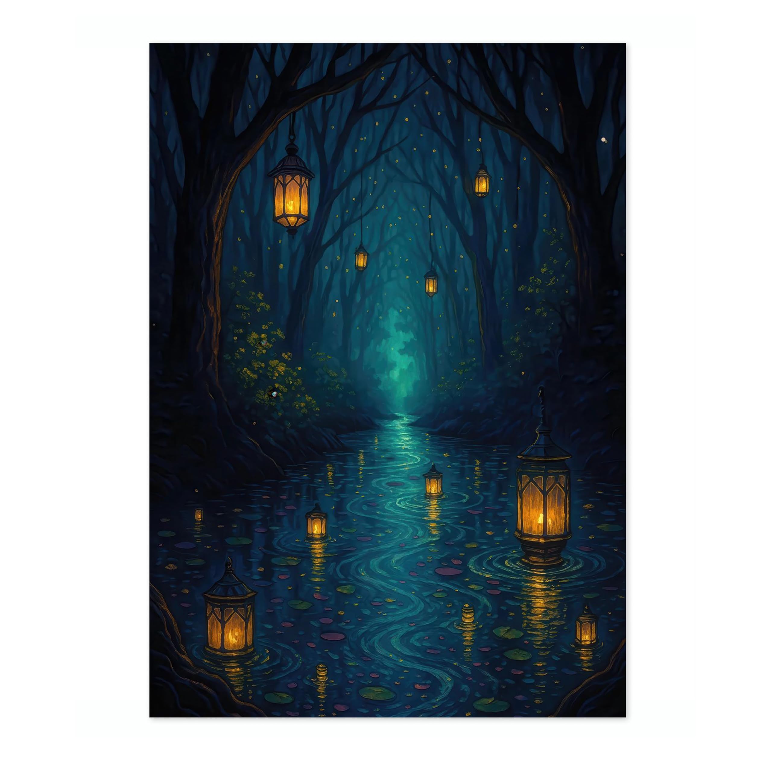 Mystic River Trail Anime Woodblock Poster Print, Cartoon Manga Edo Aesthetic Wall Art Japanese Wall Art Bedroom Home Decor, A1 (Print Only) - 84.1x59.4cm โ image 1