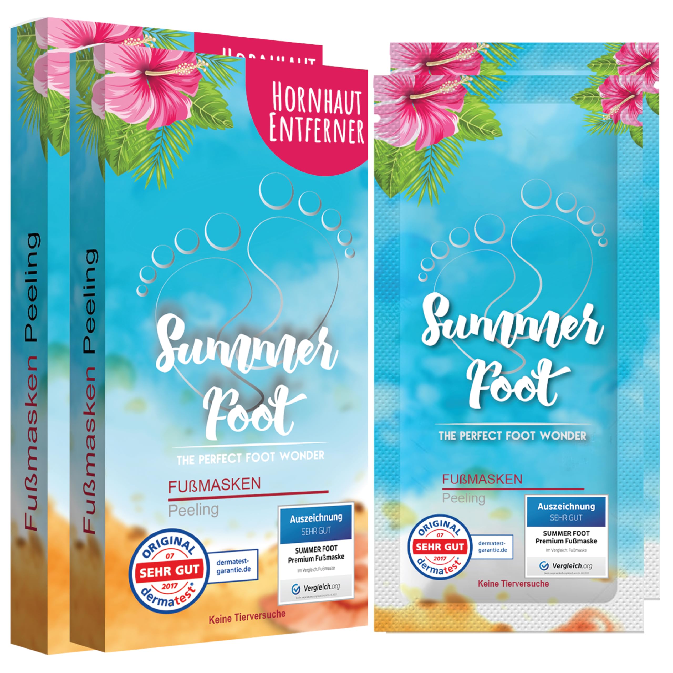 Summer Foot 2 paires de chaussettes anti-callosités premium - masque pour callosités - masque pour pieds doux - soins des pieds efficaces - testé dermatologiquement