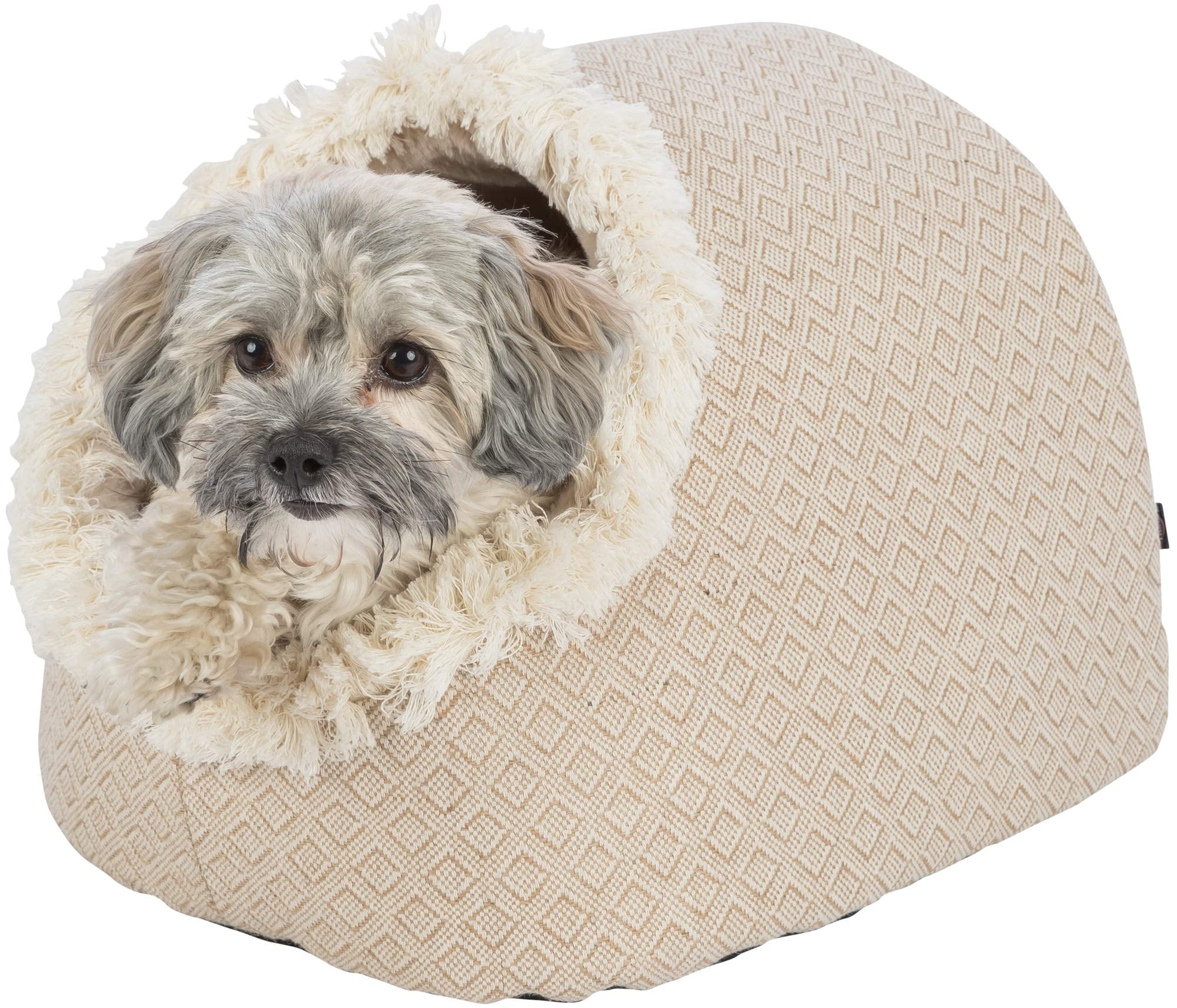 Trixie rutschfeste Kuschelhöhle für Katzen und Hunde im angesagten Boho-Design HÖHLE Boho, 35 × 26 × 41 cm, BEIGE - mit integriertem, waschmaschinengeeignetem Wendekissen - 38210