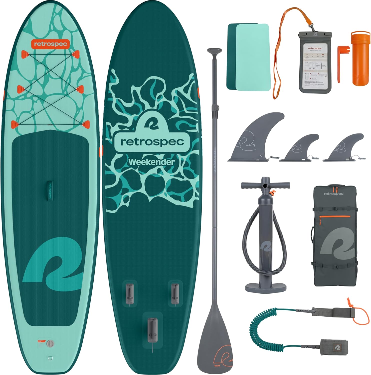 Retrospec Weekender Inflatable Stand Up Paddle Board Includes Paddle, Pump, and Accessories 10’6” Lightweight iSUP, Puncture Resistant Inflatable Paddle Board for Adults