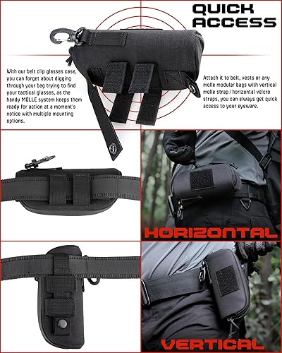 Miniatura 6 de WYNEX Bolsa táctica Molle para gafas, estuche rígido para lentes de sol a prueba de golpes, caja protectora