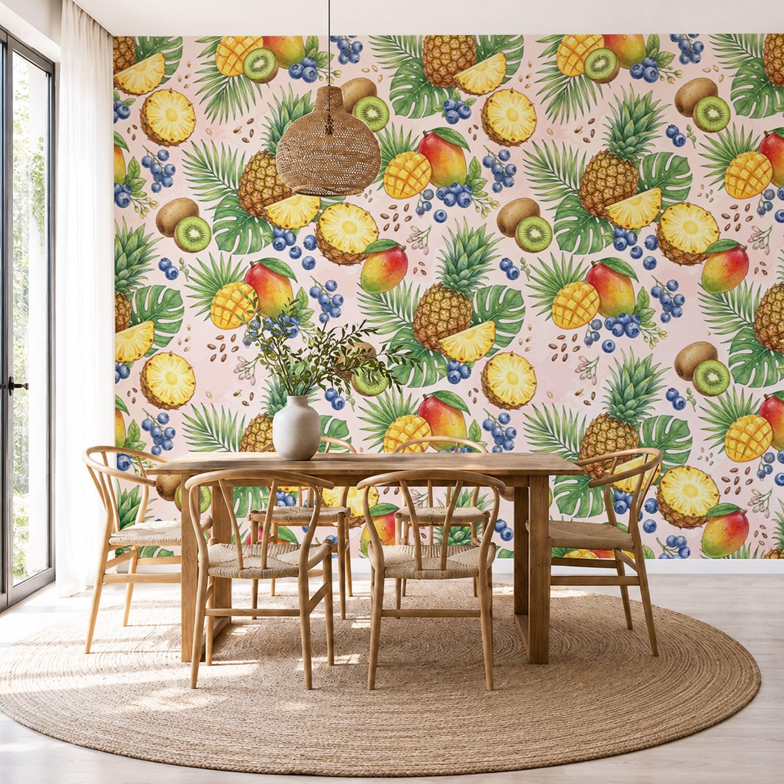 Papier peint panoramique fruits tropicaux pour salon et chambre moderne
