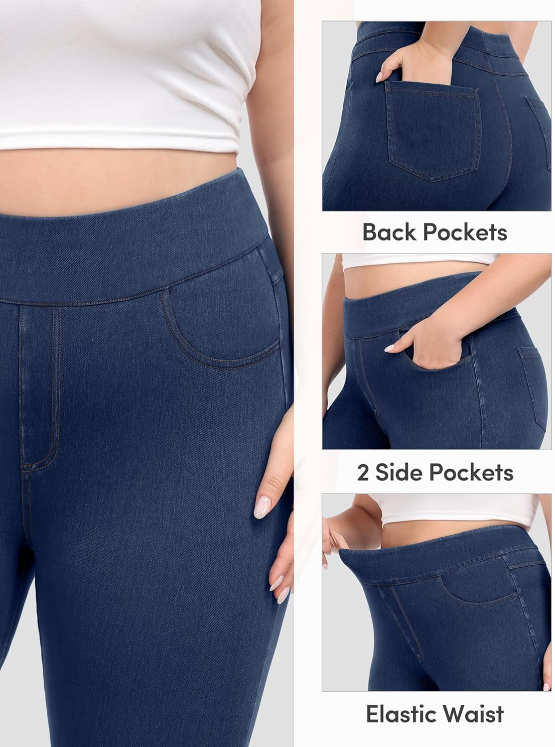 IUGA Stretchy Jeans for Women High Waist Jeggings Tummy Control Skinny Jeans Pull on Leggings with Pockets Trendy Casual