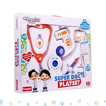 Giggles Funskool Super Doctor PlaySet, Realistic Pretend Play Medical Kit Toy for Kids, Encourages Learning & Development, Fun Activity for Babies, Multicolour, Gift Set for Kids, Age 3+ Years