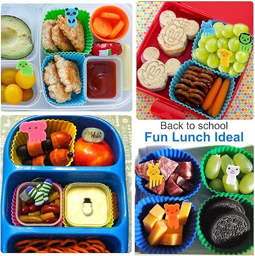 Miniatura 2 de Kit de lonchera Bento Box de 60 piezas accesorios Bento Box con separadores de silicona para lonchera púas de alimentos para animales para niños sin