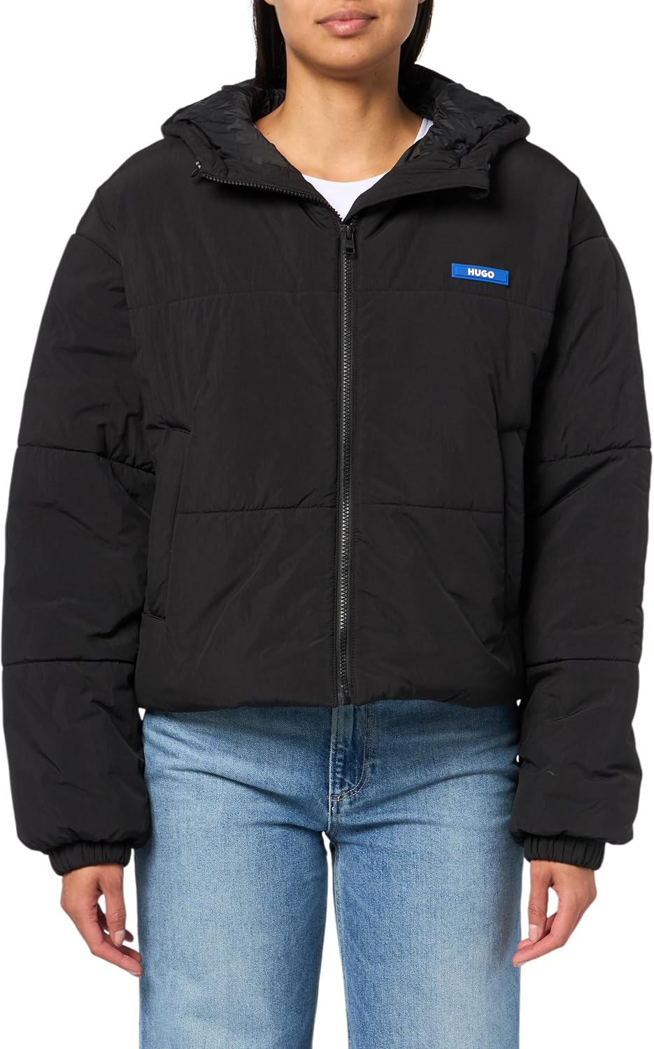 HUGO Women's Small Logo Hooded Puffer Jacket