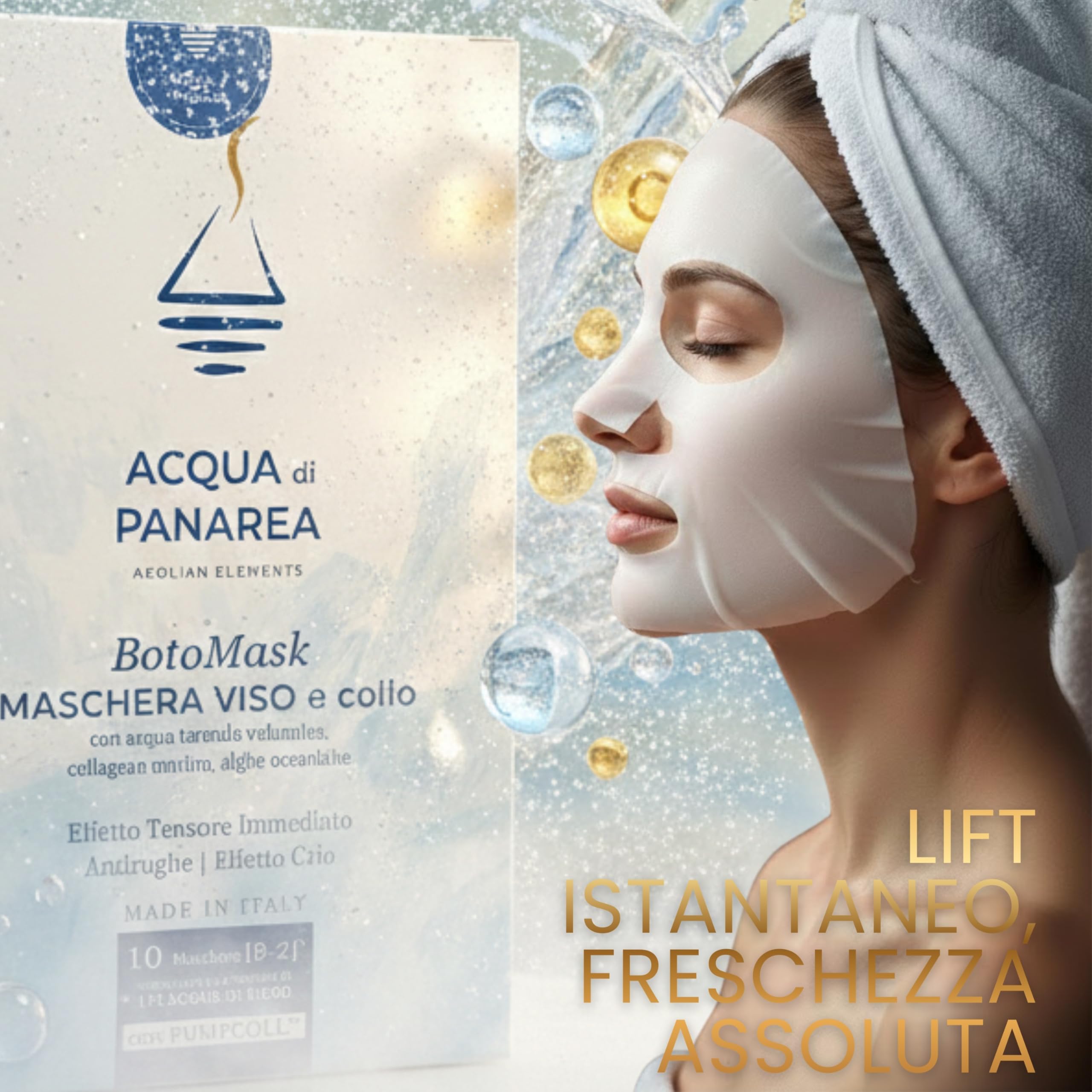 BotoMask Maschera Viso Effetto Tensore Immediato – Trattamento Rinfrescante e Levigante, Pelle Più Compatta e Luminosa – Maschera Idratante Anti-Stanchezza