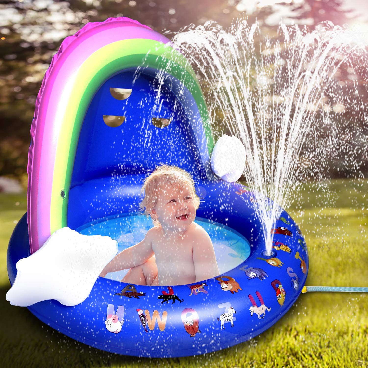 Buy Baby Pool 40 Inches Inflatable Rainbow Baby Pool Float With Canopy 