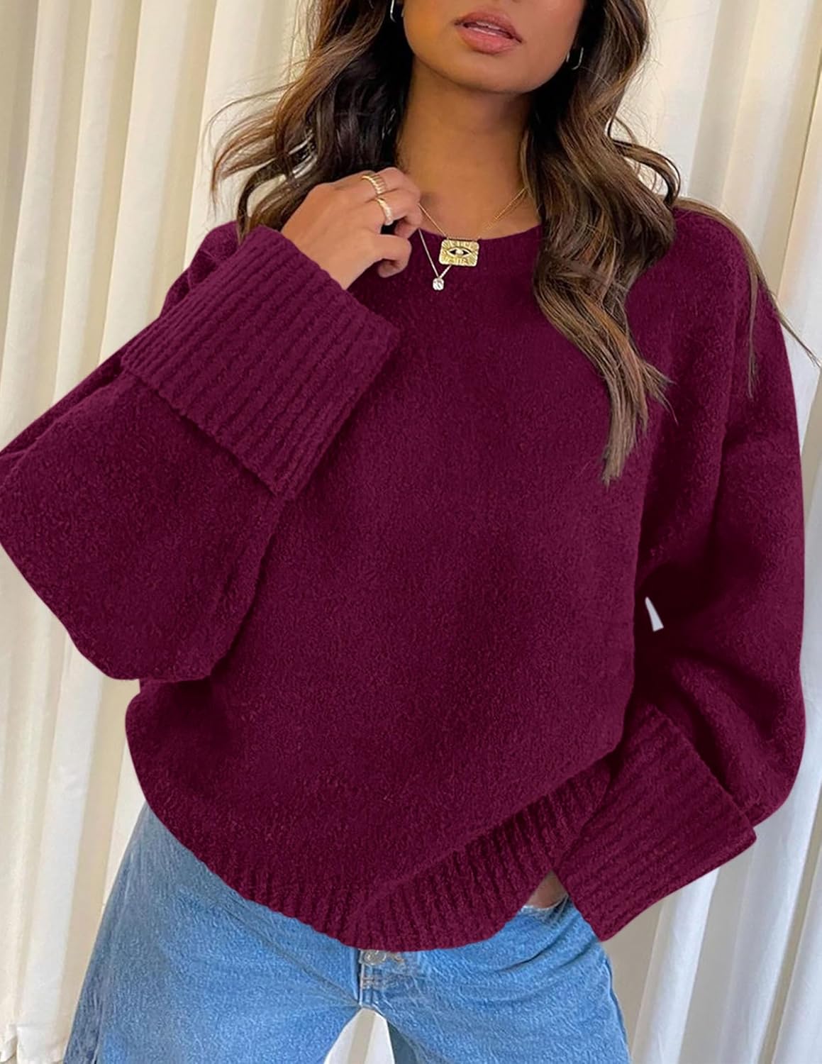 PRETTYGARDEN Women's Fall Oversized Sweaters Casual Crewneck Pullover Long Sleeve Fuzzy Chunky Knit Tops Blouse - Image 6