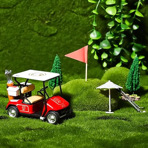 Miniatura 5 de Leitee 21 piezas de decoración de pastel de golf, decoración de pastel de golf, incluye mini carrito de golf, juguete de bandera roja, pelota de