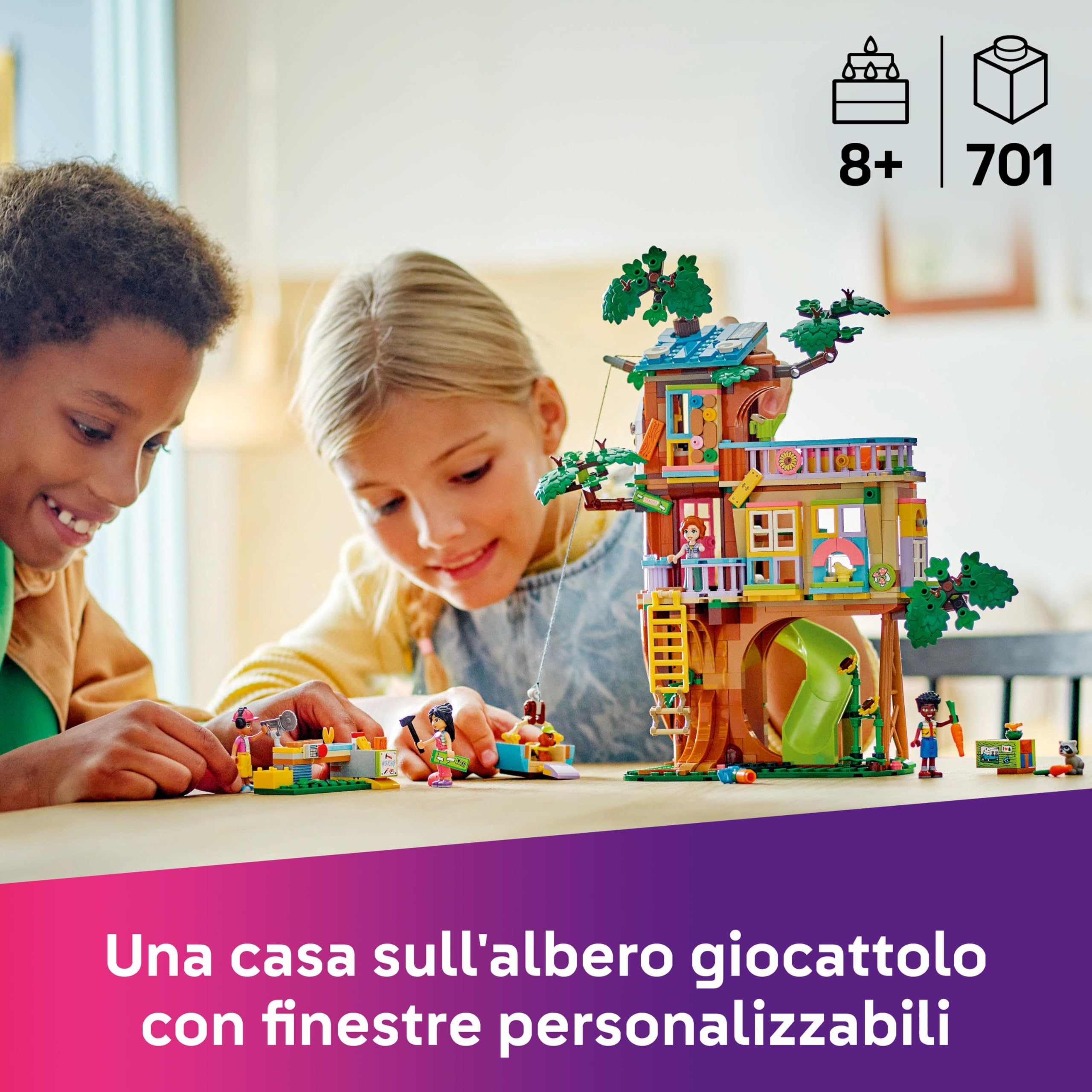 LEGO Friends Casa sull’Albero dell’Amicizia Giocattolo - Include 2 Figure di Animali, 4 Mini Bamboline, un Giardino e Accessori per il Cibo Giocattolo - Regalo Creativo per Bambine da 8 Anni - 42652