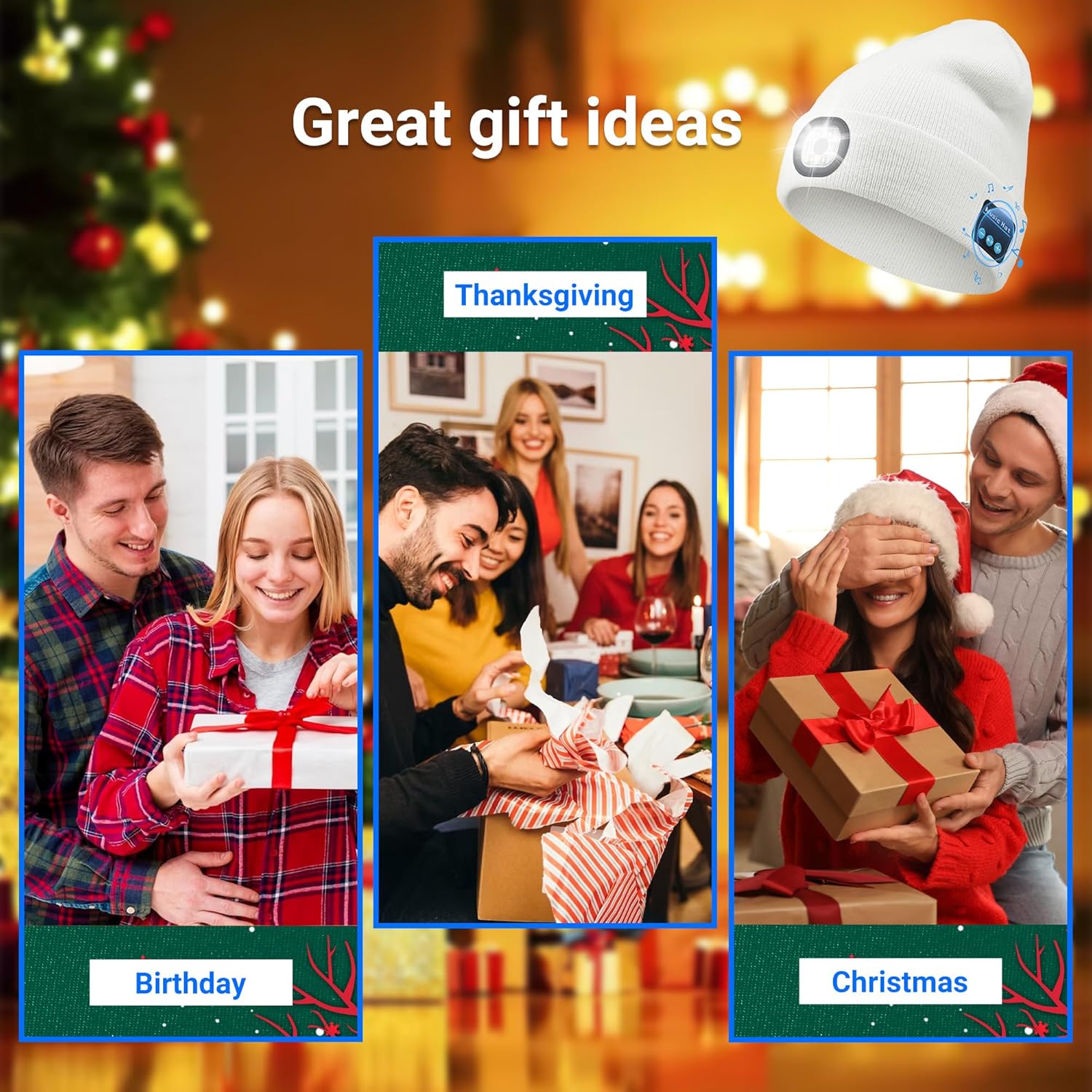 Bluetooth Beanie with Light, Beanie with LED and Bluetooth Headphones, Rechargeable,Unique Tech Gifts for Men Women - Image 8