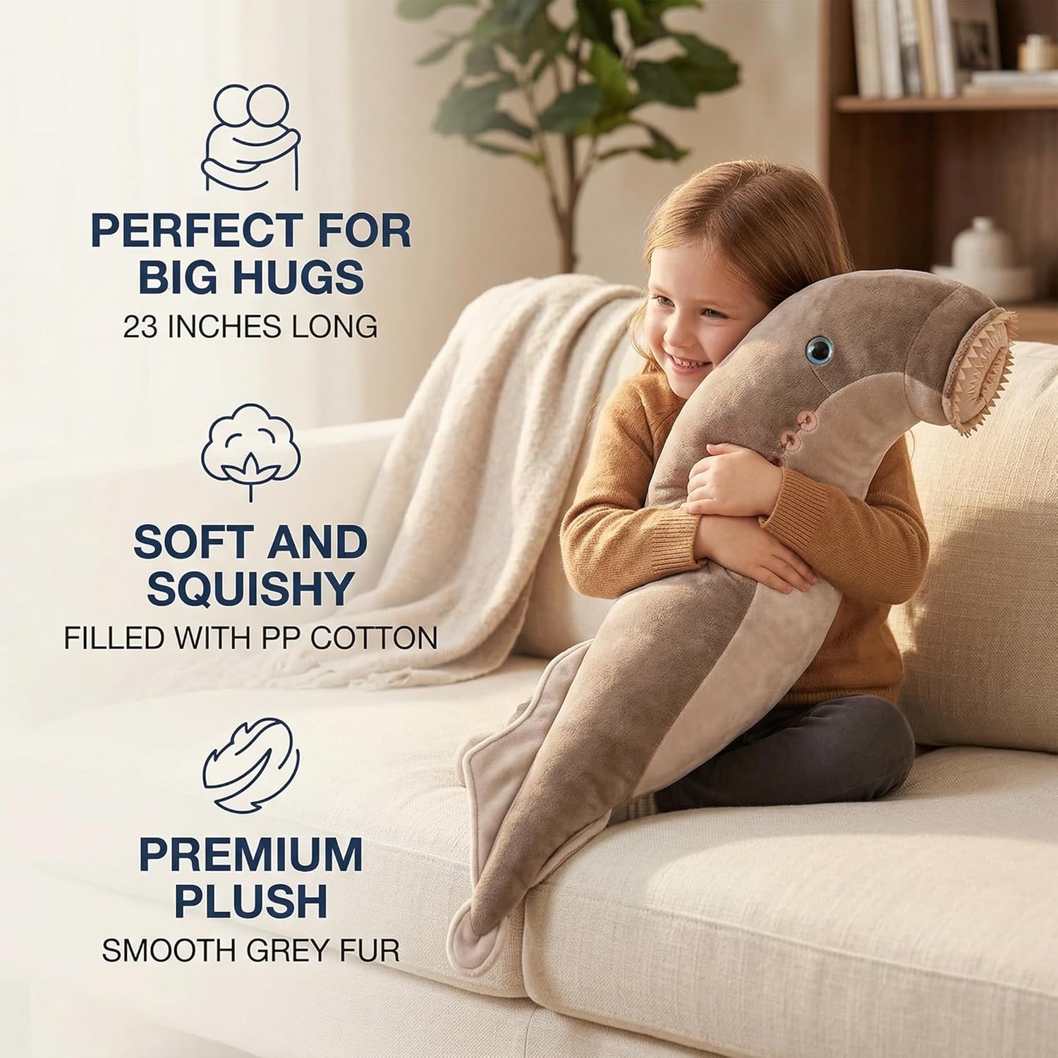 EEL Plush Toy - Realistic Lamprey Stuffed Animals 23in, Long Soft Sea Lamprey Plush Gift Collection for Kids Children