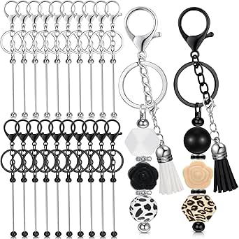PATIKIL Beadable Keychain Bars - 20 Piece DIY Keychain Making Kit