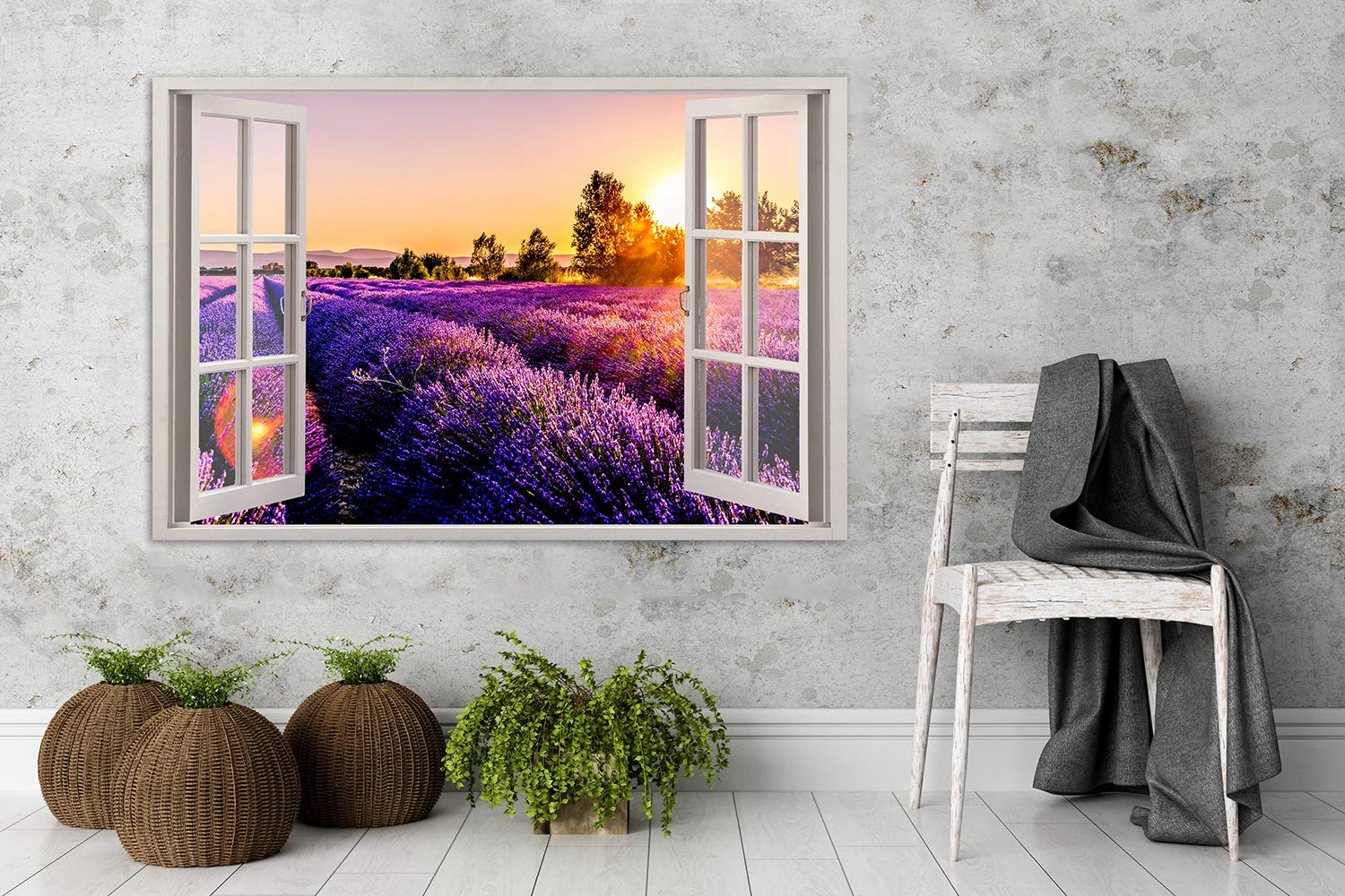Feeby Quadro su Tela Lavanda XXL 120x80 cm 1 pezzo Stampa Murale Fotografia Decorazione da parete Immagini Moderni per Soggiorno Camera da Letto Ufficio Cucina 3D Vista Viola