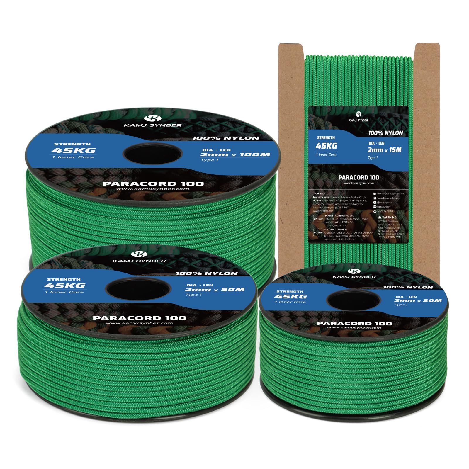 Kamu Synber 2mm Paracord 15M Nylon Rope 1 Strand Type I Cord