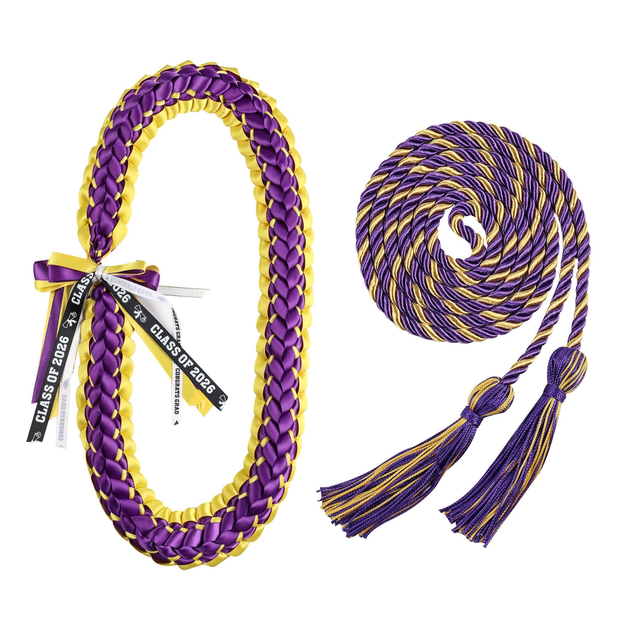 TFTAFAN Graduation Leis and Graduation Honor Cords Class of 2026 Graduation Ribbon Lei Graduation Necklace Braided Necklaces gift for Student Gifts