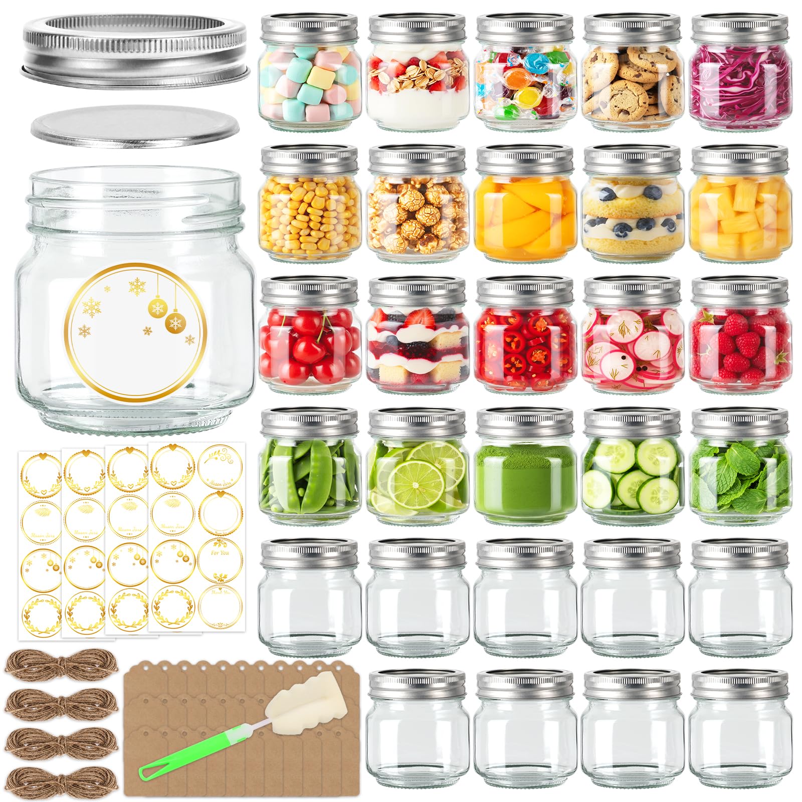 Photo 1 of STARSIDE 8oz Glass Mason Jars 30-Pack with Airtight Split Lids and Bands