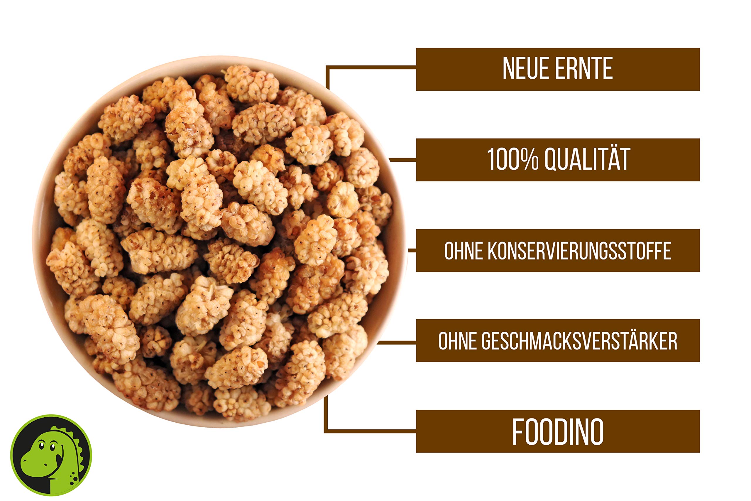 FOODINO 2,5kg Maulbeeren getrocknet naturbelassen ungeschwefelt weiß