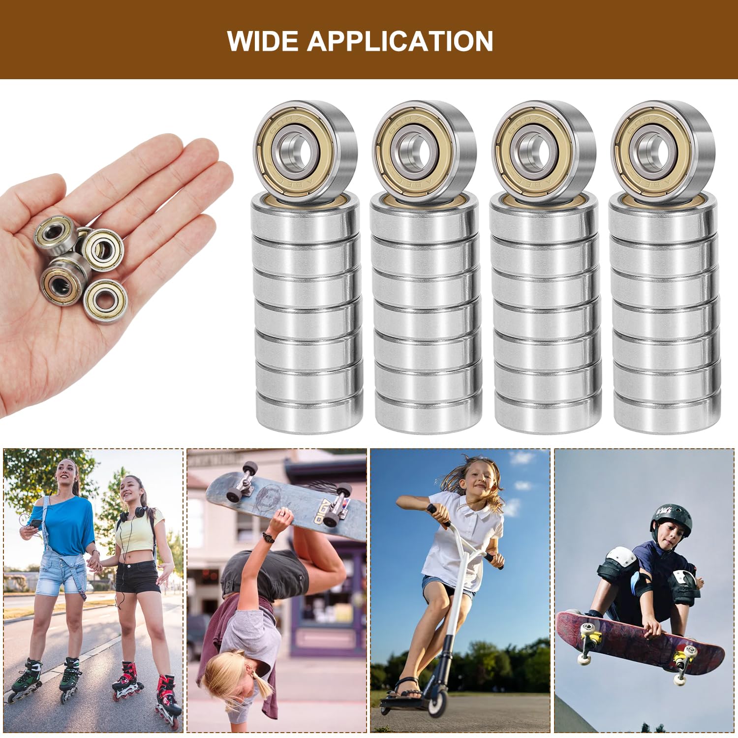 40 szt. kołków 608 ZZ Kogellagers, 8 x 22 x 7 mm Koolstofstaal Groefkogellagers, Hoge Snelheid, Miniatuur Groefkogellagers Voor Step Skateboard, Hittebestendig, Klein Kogellagers, Inline Skates