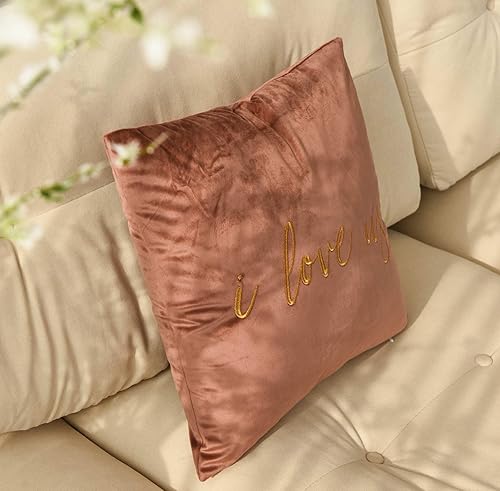 Miniatura 6 de Funda de almohada decorativa bordada con texto en inglés "I Love Us", funda de almohada de amor de 18 x 18 pulgadas, solo funda