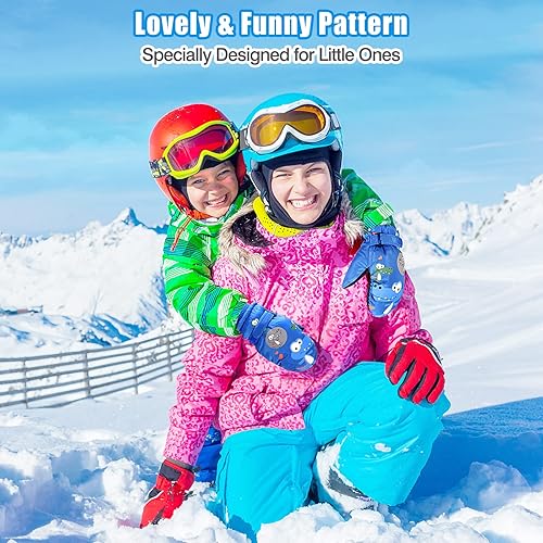Miniatura 3 de MoKo Manoplas de esquí para niños, guantes de esquí aislados impermeables para niñas y niños, guantes de nieve de invierno para niños