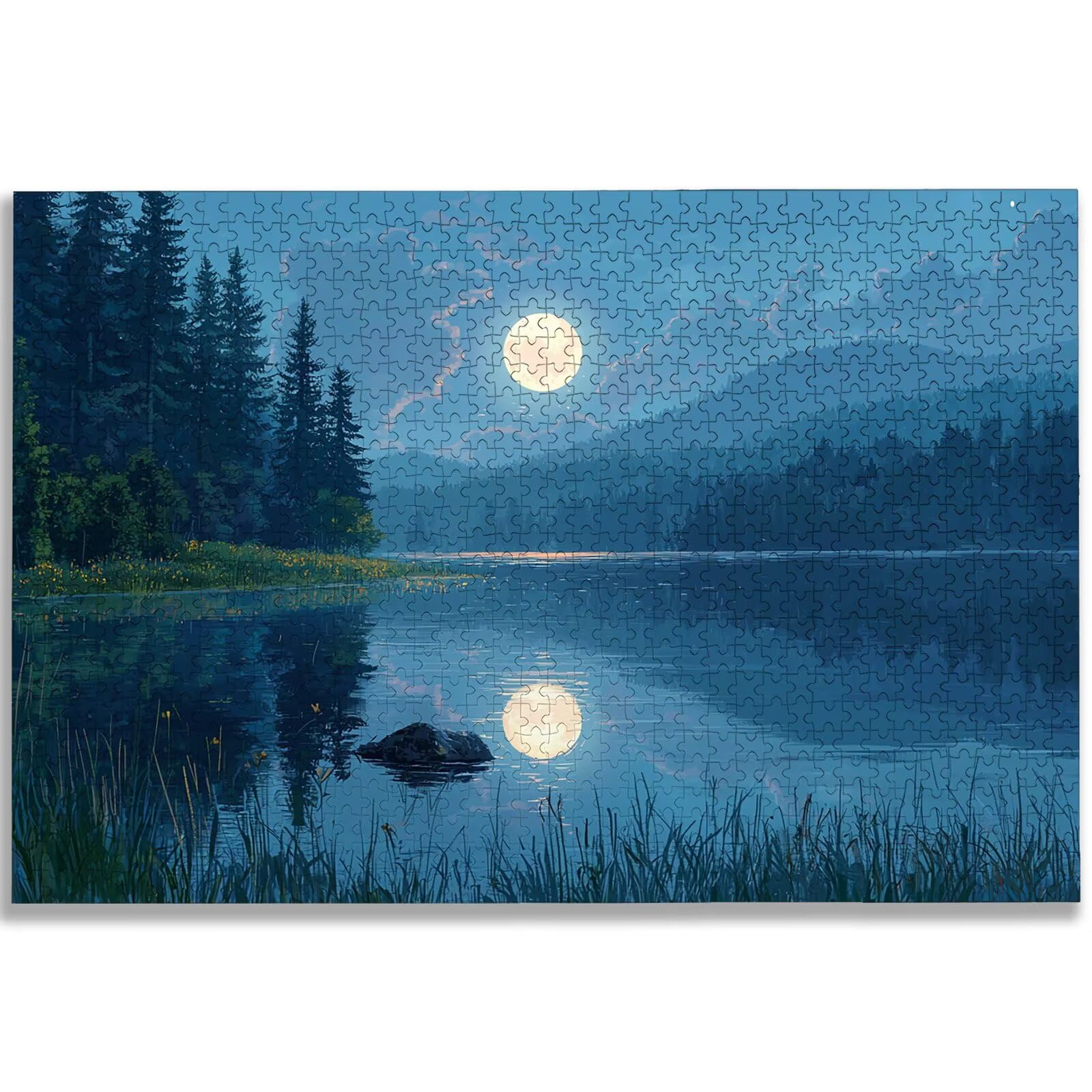 Puzzle 1500 sztuk dla dorosłych, puzzle księżycowe 1500 sztuk sztuki dla dorosłych i młodzieży, rozmiar: 87 x 57 cm, wymagające drewniane puzzle krajobraz, puzzle na prezent dla kobiet i mężczyzn
